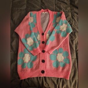 HYFVE Pink and Blue Floral Cardigan